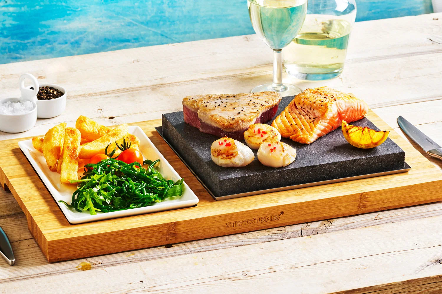 SIZZLING STEAK PLATE SET (SS002) - BUY 4 SETS AND GLOVES